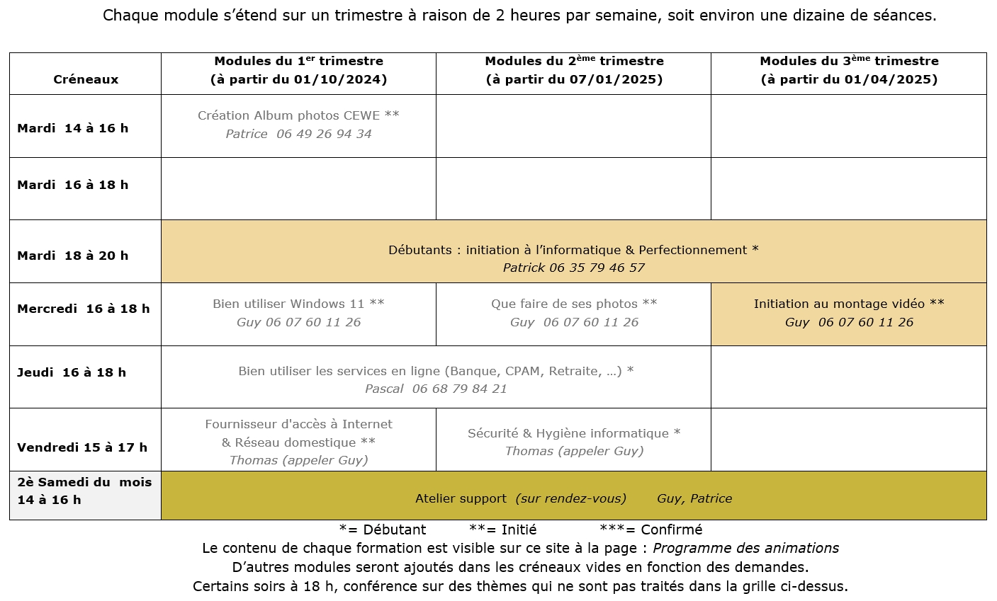 Animations 3è trimestre